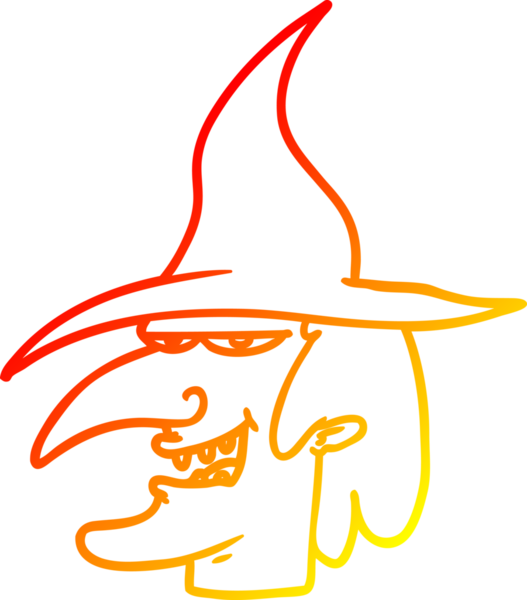 Bir insan tarafından çizilmiş çizgi film cadısının sıcak çizgi çizimi