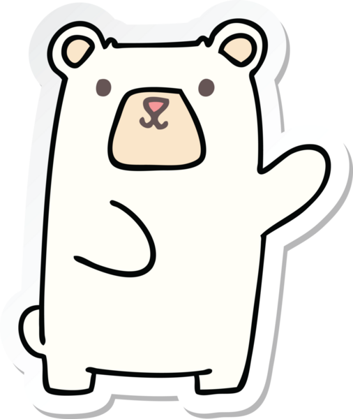 Bir insan tarafından çizilmiş garip bir kutup ayısının çıkartması.