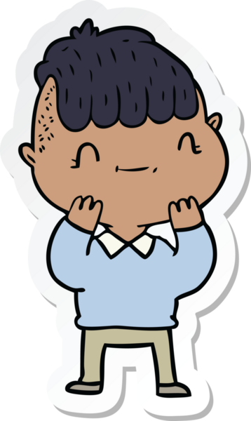 Bir insan tarafından çizilmiş karikatür dostu bir çocuğun çıkartması.