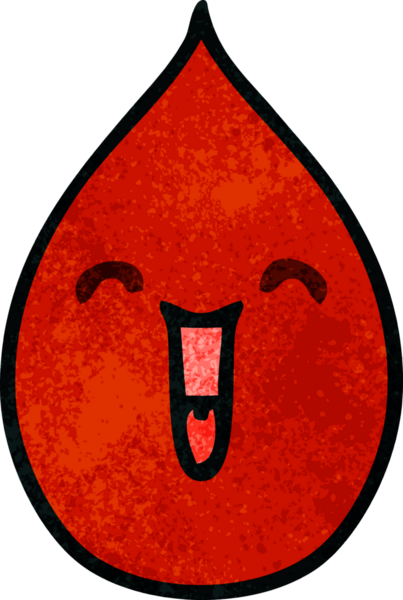 Bir insan tarafından çizilmiş garip bir karikatür duygusal kan damlası.