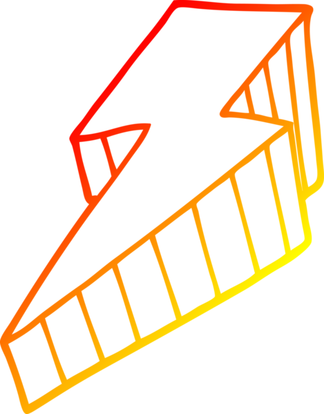 Bir insan tarafından çizilmiş dekoratif bir yıldırımın sıcak çizgi çizimi