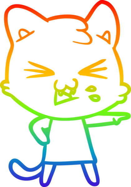 Gökkuşağı gradyan çizgi çizimi Bir insan tarafından çizilmiş bir çizgi kedi tıslama