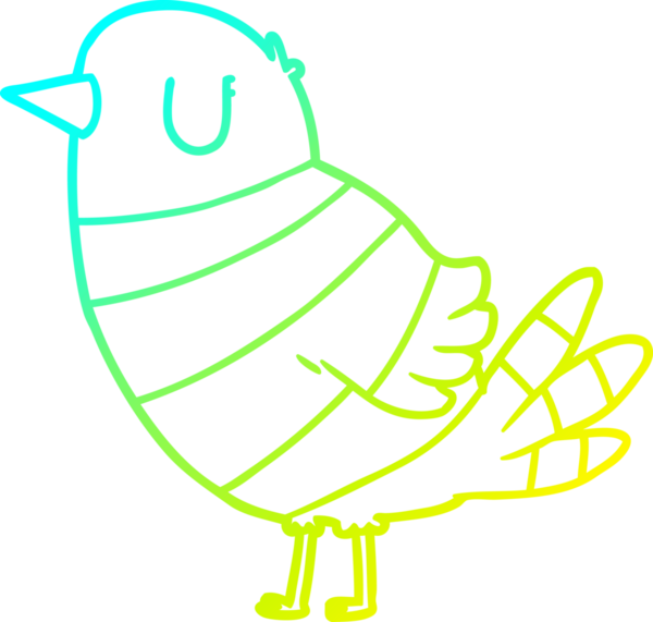 Bir insan tarafından çizilen karikatür kuşunun soğuk gradyan çizgisi