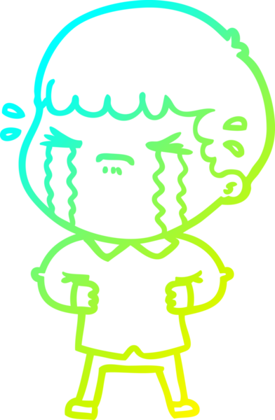 Bir insan tarafından çizilmiş ağlayan bir çizgi film karakteri çizimi.