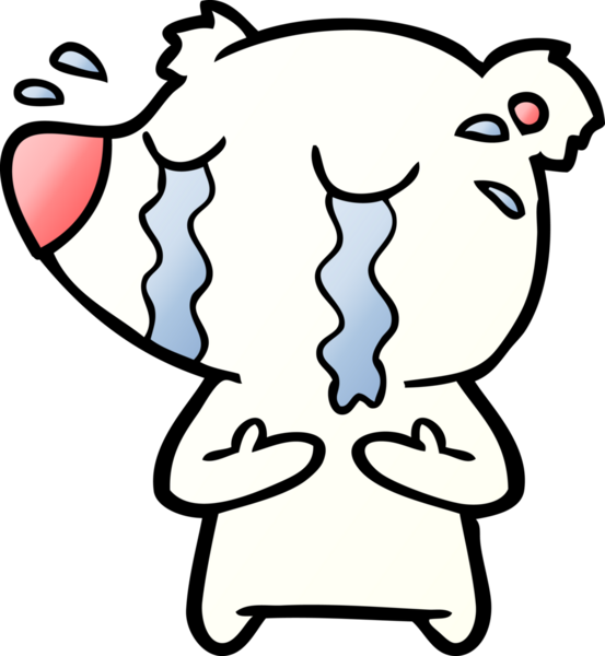 Bir insan tarafından çizilmiş üzgün küçük kutup ayısı çizgi filmi.