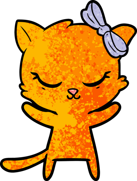 Bir insan tarafından çizilmiş sevimli çizgi film kedisi.