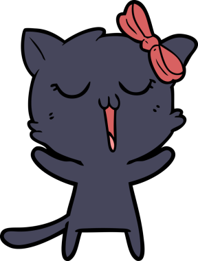 Bir insan tarafından çizilmiş çizgi film kedisi.