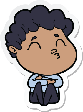 Bir insan tarafından çizilmiş karikatür adamın çıkartması.