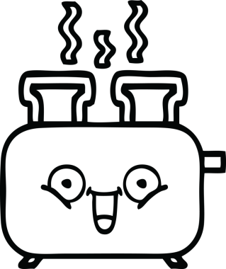 Bir insan tarafından çizilmiş bir tost makinesinin çizgi çizimi