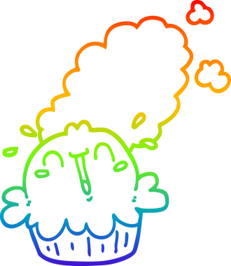 Gökkuşağı gradyan çizgisi bir insan tarafından çizilmiş şirin bir karikatür turtası