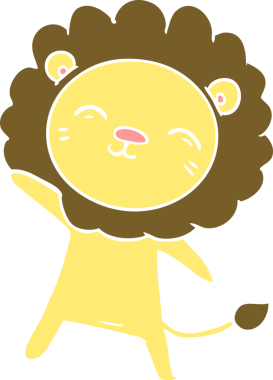 Bir insan tarafından çizilmiş düz renkli çizgi film aslanı