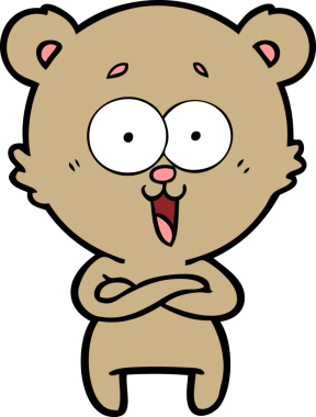 Bir insan tarafından çizilmiş gülen oyuncak ayı çizgi filmi.