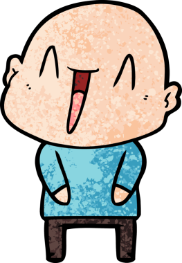 Bir insan tarafından çizilmiş mutlu, kel adam.