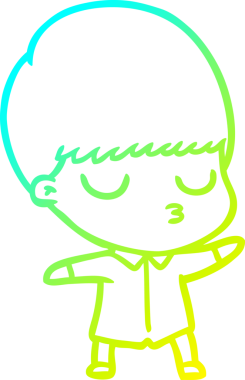 Bir çizgi film karakteri çizen soğuk gradyan bir çocuk bir insan tarafından çizilmiş.