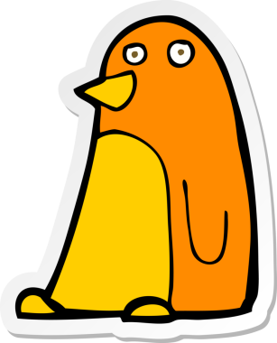 Bir insan tarafından çizilmiş çizgi film kuşunun çıkartması.