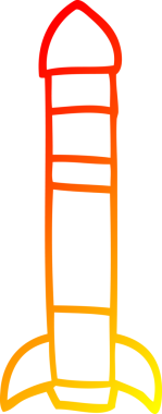 Bir insan tarafından çizilmiş bir çizgi roketin sıcak eğik çizgi çizimi