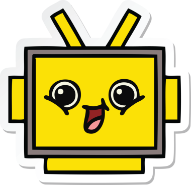 Bir insan tarafından çizilmiş şirin bir robot kafasının çıkartması.