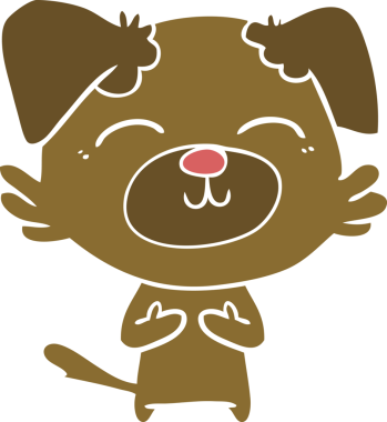 Bir insan tarafından çizilmiş düz renkli çizgi film köpeği.