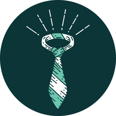 Bir insan tarafından çizilmiş dövme stili ofis kravatının simgesi