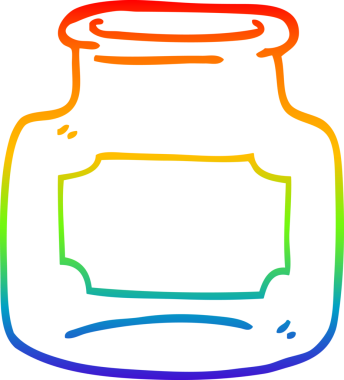 Gökkuşağı gradyan çizgisi bir insan tarafından çizilmiş cam kavanozun çizimi