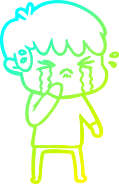 Bir insan tarafından çizilmiş ağlayan çizgi film çocuğu çizimi.