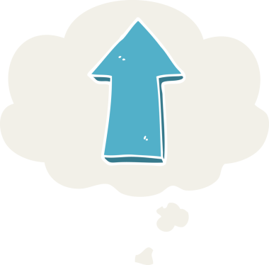 Düşünce baloncuğu olan çizgi film oku bir insan tarafından çizilmiş.