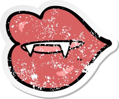 Bir insan tarafından çizilmiş vampir dişlerinin gerilimli yapıştırması.