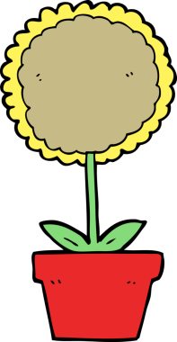 Bir insan tarafından çizilmiş sevimli karikatür çiçeği.