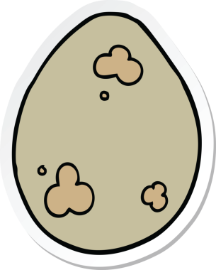 Bir insan tarafından çizilmiş karikatür yumurtasının etiketi.