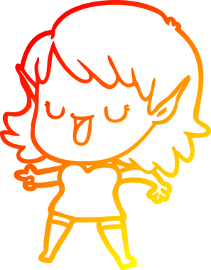 Bir insan tarafından çizilmiş çizgi film karakteri bir elf kızı çizimi