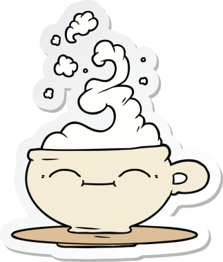 Bir insan tarafından çizilmiş sıcak kahve etiketi.