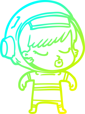 Bir çizgi film karakteri çizen soğuk gradyan bir insan tarafından çizilmiş güzel astronot kız.