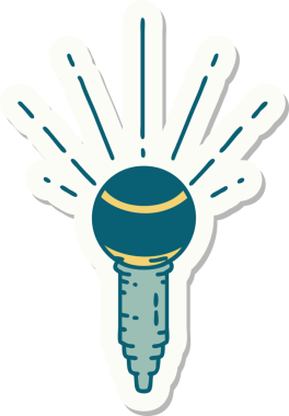 Bir insan tarafından çizilmiş dövme stili mikrofon çıkartması.