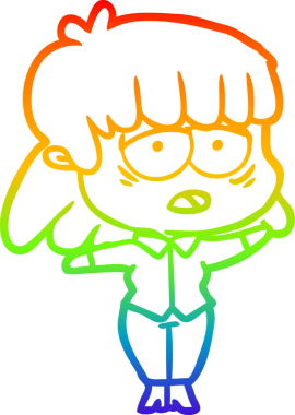 gökkuşağı gradyan çizgi çizimi bir insan tarafından çizilmiş yorgun bir kadın