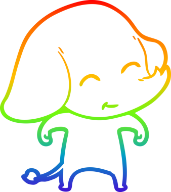 Gökkuşağı gradyan çizgisi bir insan tarafından çizilmiş şirin bir fil çizimi