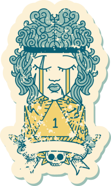 Retro Dövme Tarzı Ağlayan Barbar İnsan Bir insan tarafından çizilmiş doğal bir ruloyla