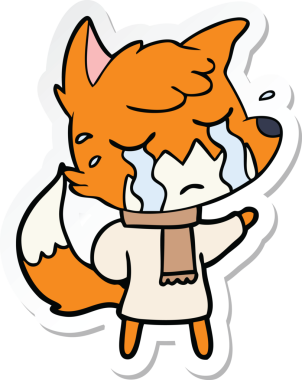 Bir insan tarafından çizilmiş ağlayan tilki çizgi filminin çıkartması.