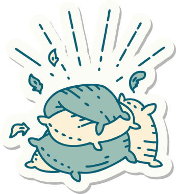 Bir insan tarafından çizilmiş dövme stili yastık yığını.