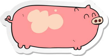 Bir insan tarafından çizilmiş bir domuzun çıkartması.