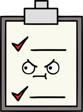 Bir insan tarafından çizilmiş kontrol listesinin sevimli karikatürü