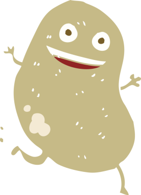 Bir insan tarafından çizilen patatesin düz renk çizimi