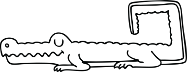 Bir insan tarafından çizilmiş garip çizgi film timsahı.