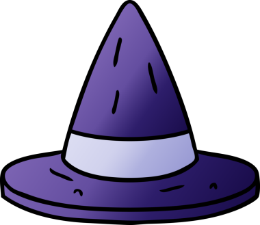 Bir insan tarafından çizilmiş bir cadı şapkasının gradyan çizimi.