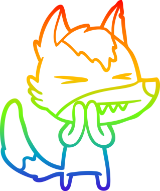 Bir insan tarafından çizilmiş kızgın bir kurt çizgi çizimi.