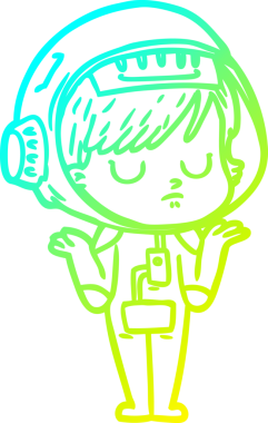 Bir insan tarafından çizilmiş soğuk gradyan çizgili astronot kadın çizimi.