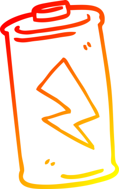 Bir insan tarafından çizilmiş karikatür bataryasının sıcak gradyan çizimi