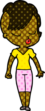 Bir insan tarafından çizilmiş güzel hippi kız.