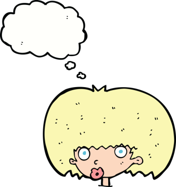 Bir insan tarafından çizilmiş düşünce balonlu bir karikatür.