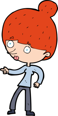 Bir insan tarafından çizilmiş çizgi film kadını.