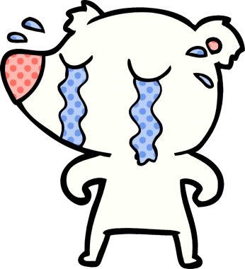 Bir insan tarafından çizilmiş üzgün küçük kutup ayısı çizgi filmi.